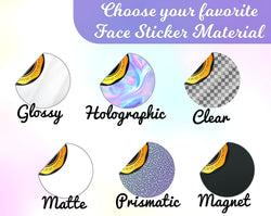 Custom Cartoon - Fancy Face Sticker | Sheet with Cool Cartoon Faces - Mix Size - Personalized Photo Funny Stickers | Die Cut Decals | Waterproof | We Turn Your Photo in a Amazing Cartoon